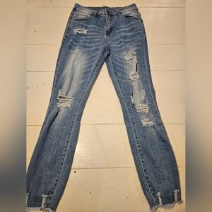 Amazon Light Blue Distressed Cropped Jeans